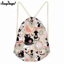 Noisydesigns Drawstring сумка кошка узор путешествия Спортивные сумки летом прохладно печати небольшой рюкзак для подростков мальчиков и девочек мягкий рюкзак