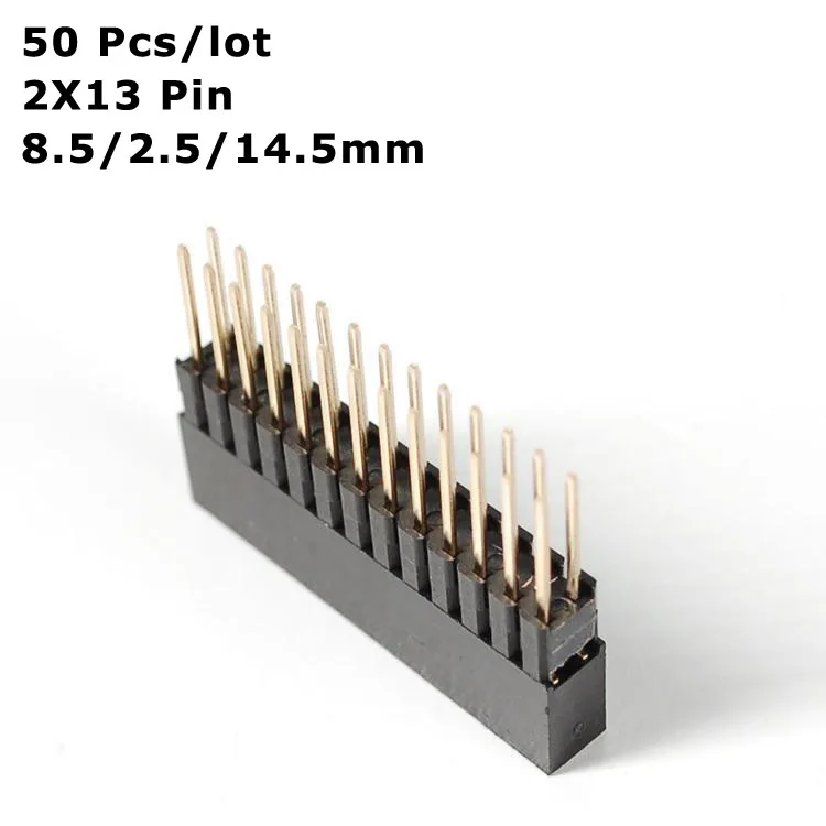 Hellotronic 50 шт./лот Штабелируемый коллектор для Raspberry Pi-2x13 Экстра Высокий Штабелируемый коллектор женский коннектор 0.4U позолоченный