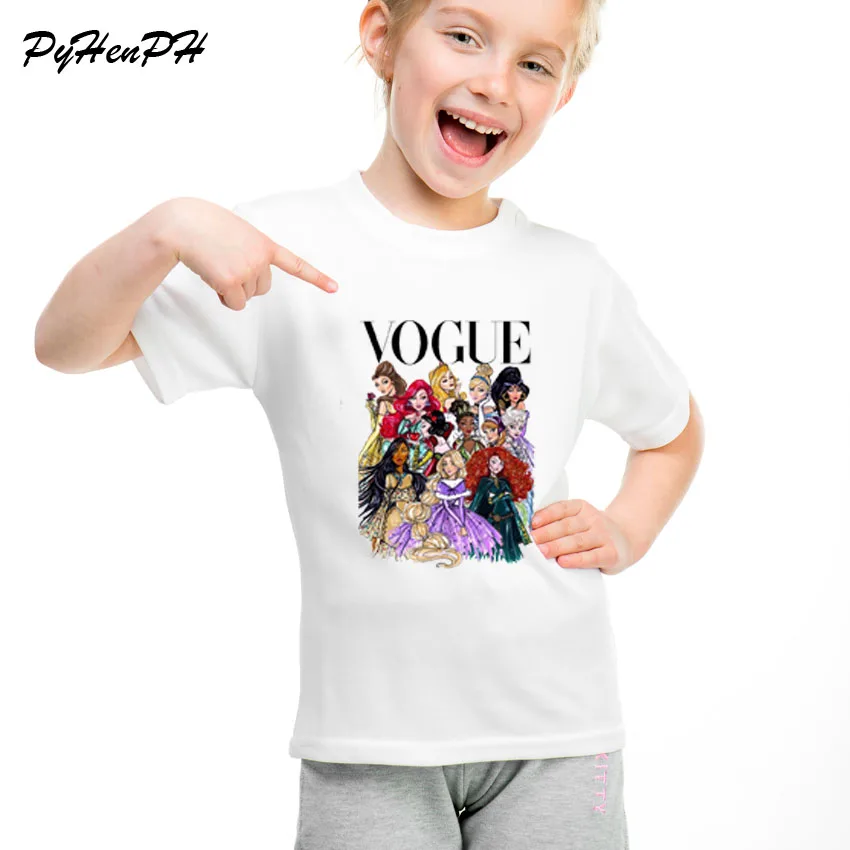 Бренд Семейные комплекты футболка VOGUE в стиле «принцесс» с принтом для мамы, сына, дочери одинаковые футболки для Семья, футболки, одежда