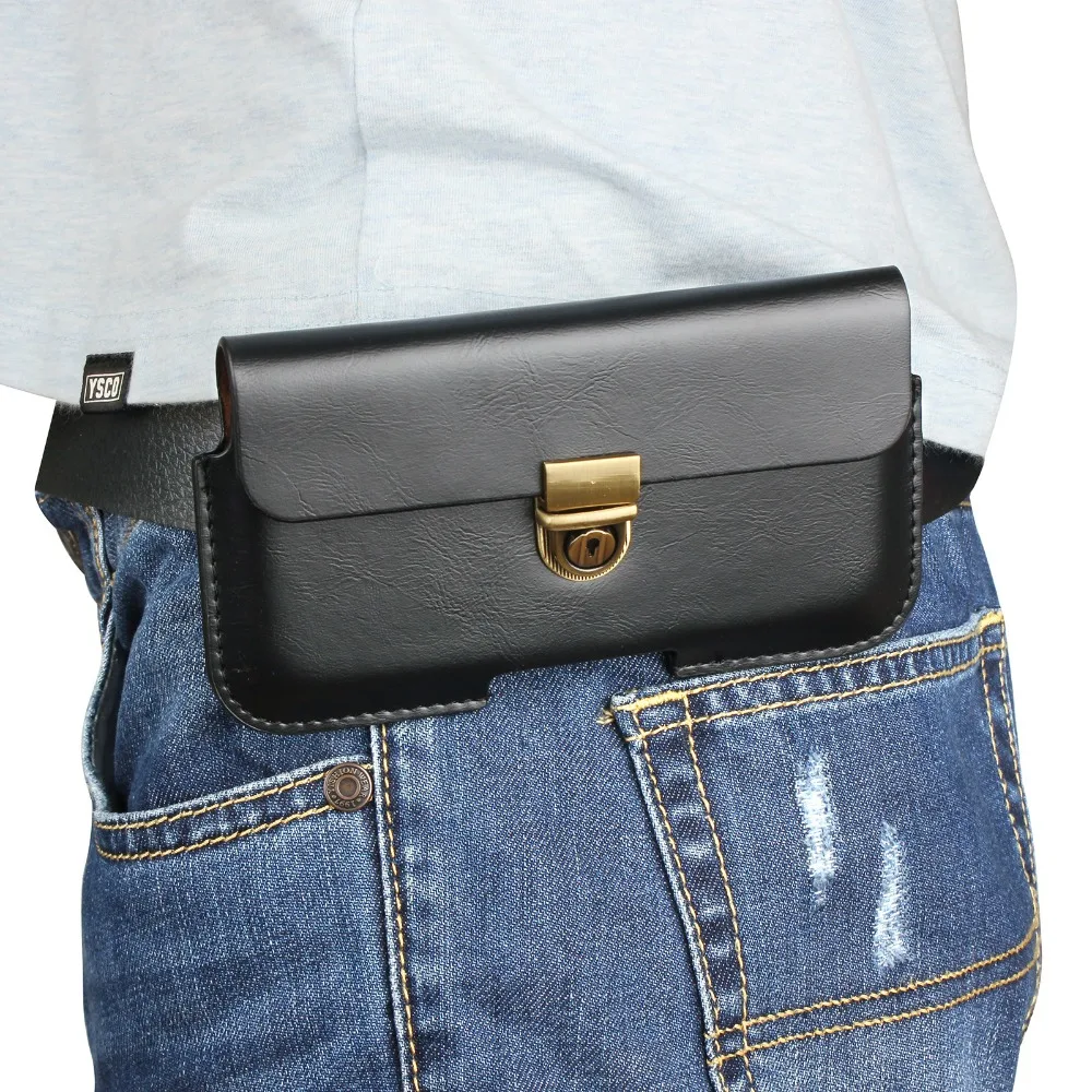 Slim Outdoor Sports Leather Waist Belt Pouch Case Cover Bag Holster Untuk Telefon Pintar Telefon Pintar Model antara 5.0-5.9 inci