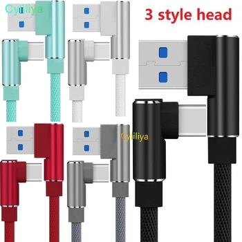 

500pcs 1m 3ft 2A Quick charging Braided Fabric Alloy 90 Degree Usb data sync charging cable for samsung htc android
