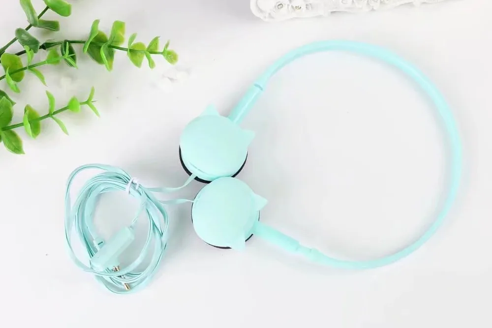 Chiclits Cute Cat Headphones 3.5mm Common Wired Music Sport  Headset 1.2m With Mic Headphone for ipod Mobile Phone MP3 for Girls Child Gifts (6)