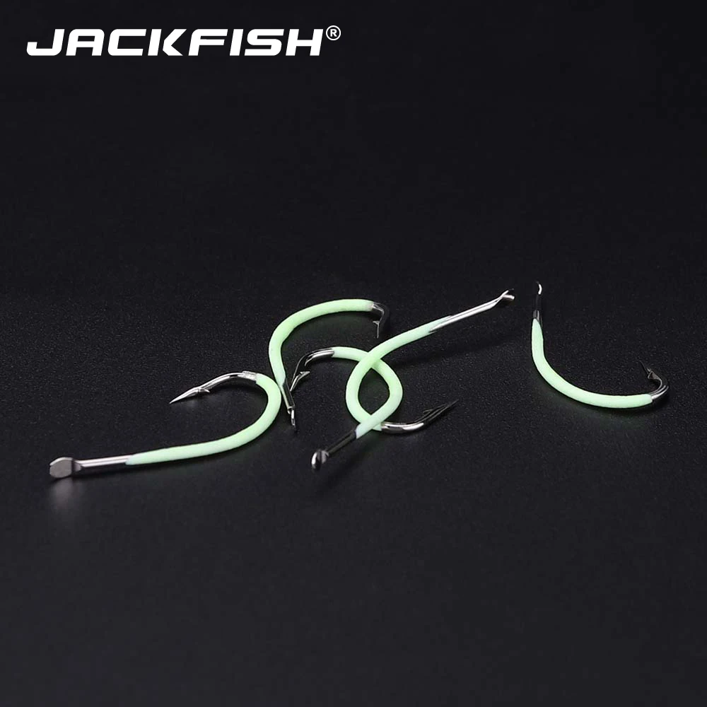 JACKFISH 10Pcs/Lot High Carbon Steel Luminous Fishing Hook #9-#18 Fishhooks Durable Pesca barbed hook Fishing Tackle