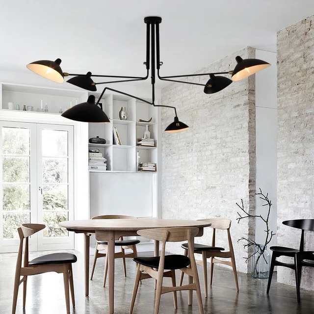 Nordic 6 Head Serge Mouille Ceiling Lights Duckbill Replica Nordic 6 Head Serge Mouille Ceiling Lights Duckbill Replica Rotating Dining Room Lighting Lamps
