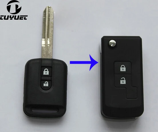 Nissan modified flip remote key shell 2 buttons (5)-1