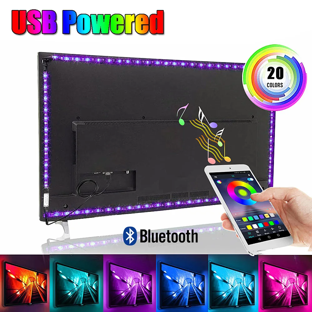 

USB LED Under Cabinet Light Bluetooth Controller RGB Light Strip 5050 DC 5V Lamp Closet Lighting Home Bedroom Kitchen Decoration