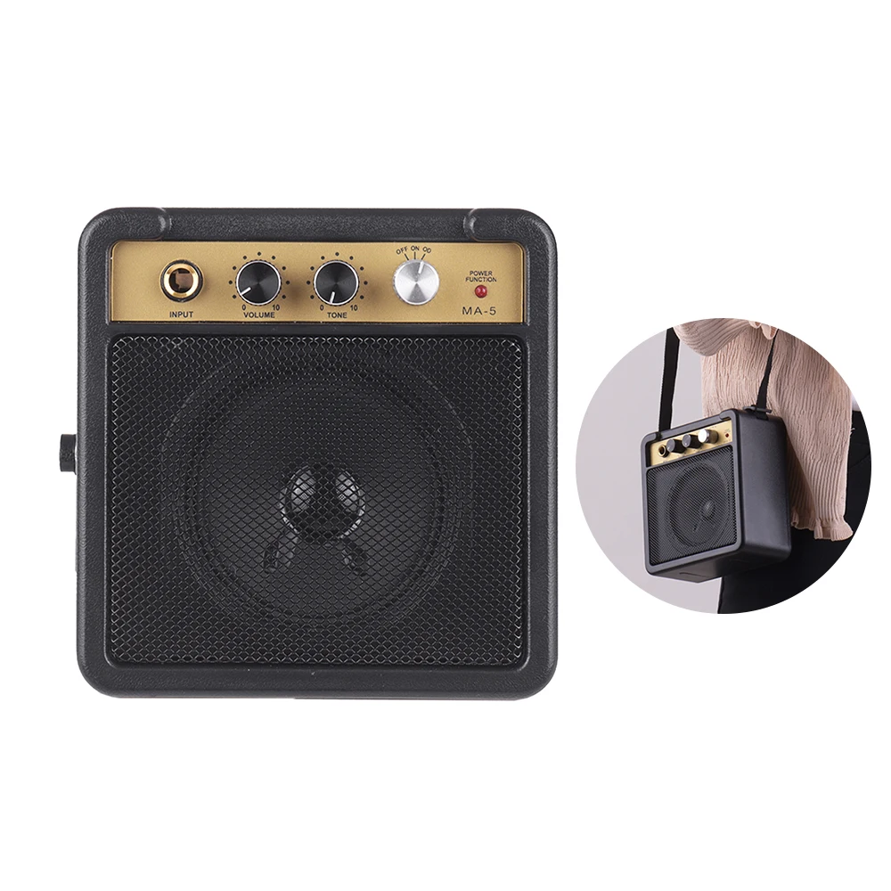 Mini Guitar Amplifier 5W Amp Speaker for Guitar with 6 35mm Input 1 4 Inch Headphone Output Supports Volume Tone Adjustment