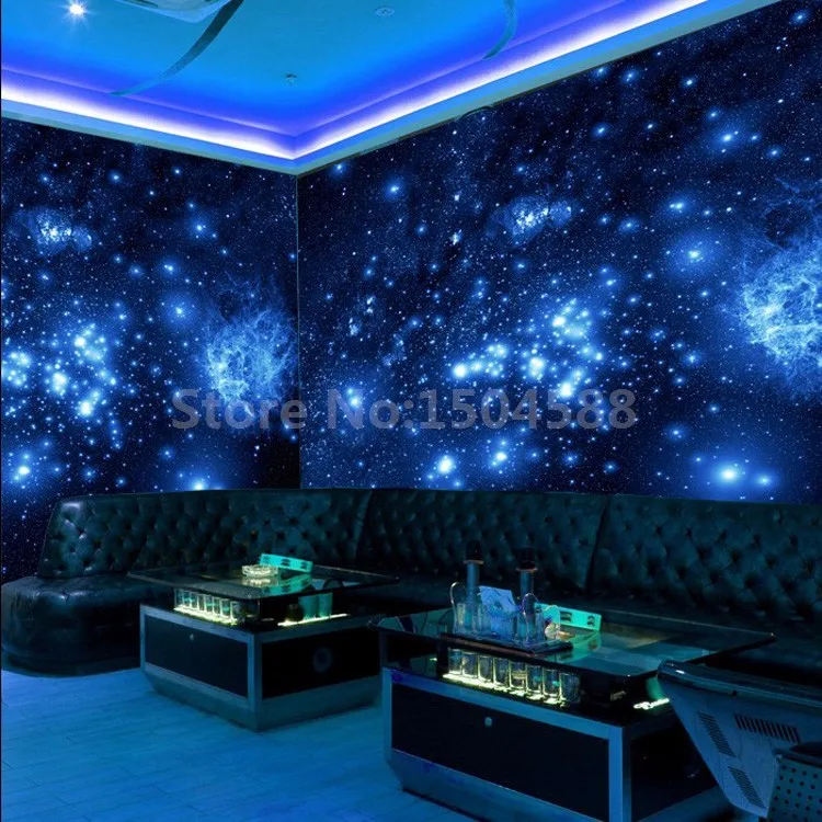 Индивидуальные размеры 3D стерео голубая ночь Вселенная Космос блестящие звезды Настенные обои для потолка гостиной бар KTV Декор