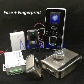 

DIY Face Access Control System Kit + Fingerprint Reader Face Door Access Control Set Mute Rim Lock for In & Out Biometric Access