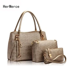 HerMerce Lujo Mujeres de Los Bolsos Diseñador Hobo Tote Set Top manija Del Bolso de Hombro Femenino Del Bolso + Messenger Bag + monedero Sac A Principal