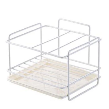 

Double Layer Sponge Holder Kitchen Sink Organizer with Drainer Tray Dishwasher Storage Rack Spice Shelf Home Storage