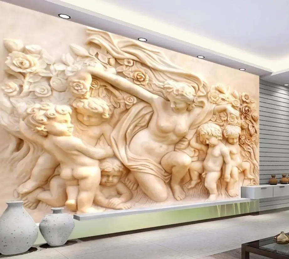 Villa European Angel Cupid Emboss TV Background Wall wallpaper for walls 3 d for living room Villa European Angel Cupid Emboss TV Background Wall wallpaper for walls 3 d for living room