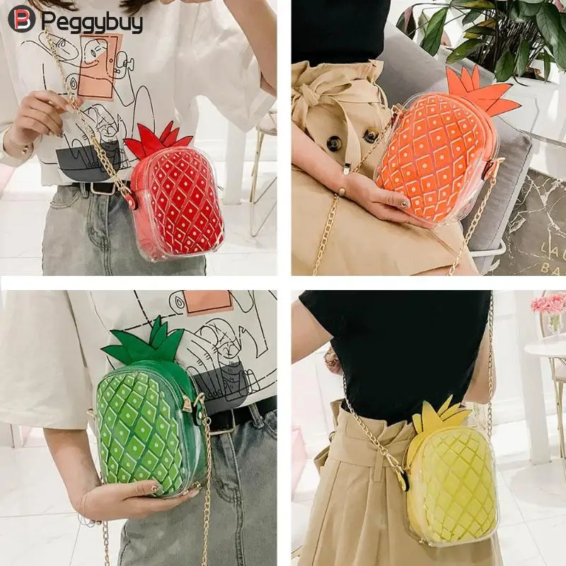 

Brand Leather Cute Handbag for Women Lovely Pineapple Bag with Chain Mini Women's Fruit Handbags Purse for Girl Ladies Gift
