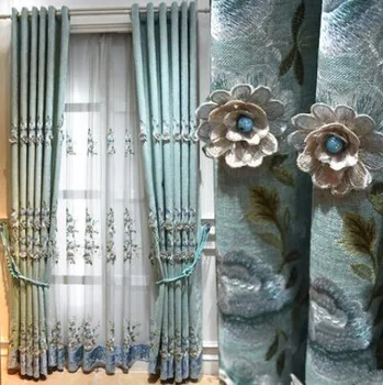 

Customized Curtain New European Simple Modern American Embossed Curtain for Living Room Bedroom