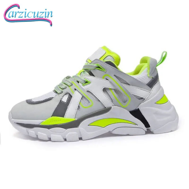 

Carzicuzin Real Leather Thick Bottom Fashion Spring Vulcanized Shoes Women Simple Air Cushion Teen Vulcanized Shoes Size 35-39