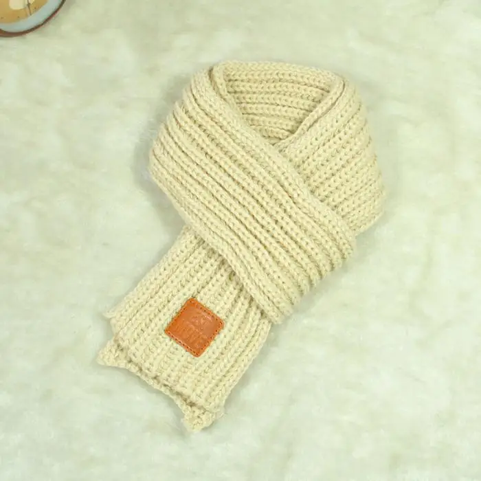 Модный детский вязаный шарф, однотонный плотный зимний теплый шарф для мальчиков и девочек, IK88