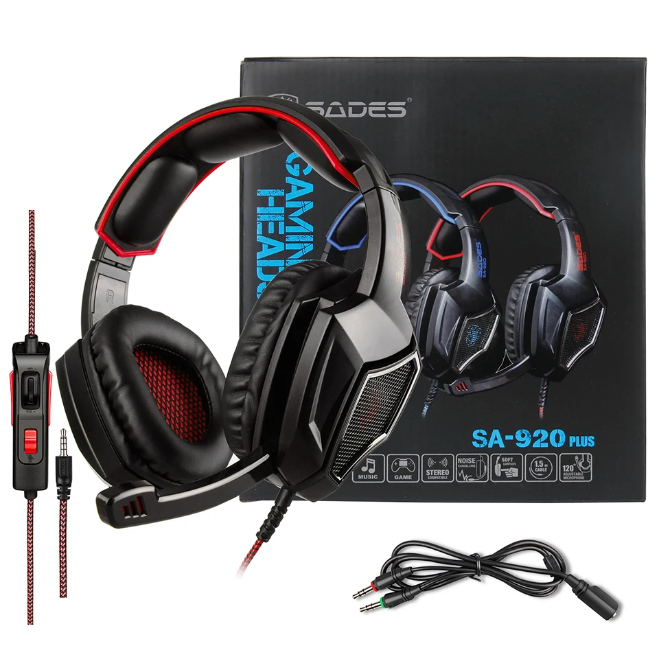 Sades SA-920 плюс PC Gaming Headset шлем PS4 геймер стерео наушники с микрофоном для новых Xbox One сотовый телефон ноутбук