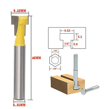 

9.52mm T-Slot Cutter Router Bit Wood Milling Cutter Woodworking Drill Bit Tool for Trim Router