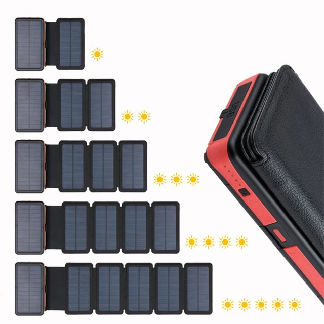  US $23.86  20000mAh Solar Power Bank Folding Solar Panel Portable Charger External Battery Bank Dual USB LED P