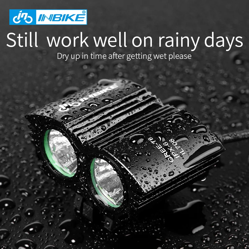 Cheap INBIKE Bike Light T6&L2 Wick Flashlight Waterproof Electric Bicycle Handlebar Light Cycling Accessory Bicycle Lantern For Bike 2