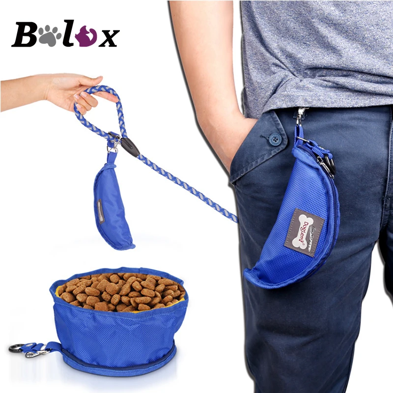 Folding Pet Dog Bowls Portable Cats Drinking Food Bowls Waterproof Polyester Pet Travel Dog Bowl Outdoor Carrier Food Feeder