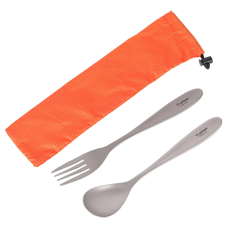 

Titanium Sandblasting Spoon Fork Cutlery Set Lightweight Dinner Fork Spoon Outdoor Tableware for Camping Hiking Picnic Ta8118F
