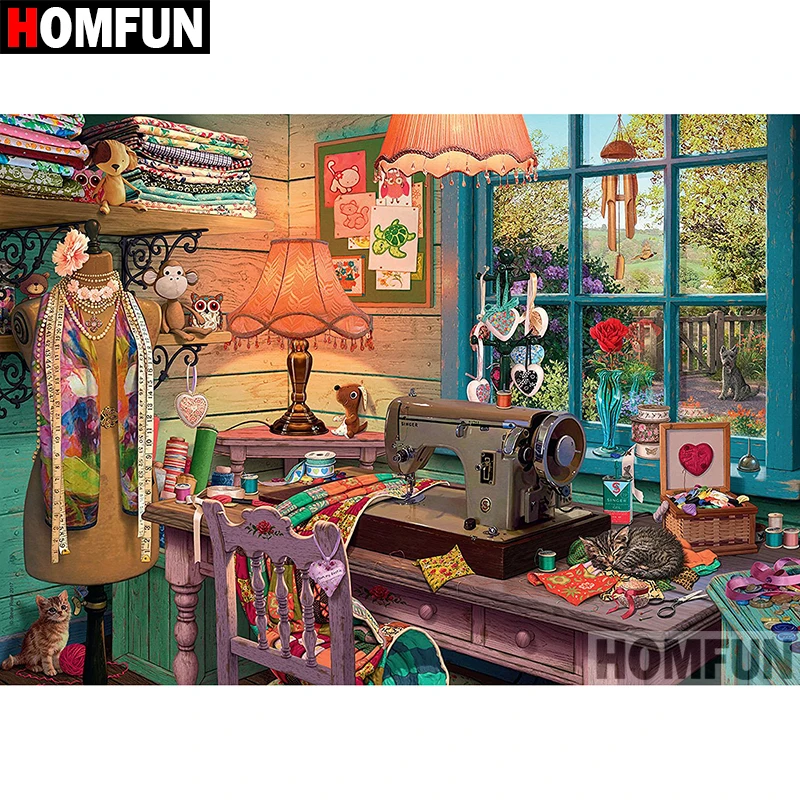 HOMFUN 5D DIY Elmas Boyama Tam Kare yuvarlak Matkap D K MAK NES 
