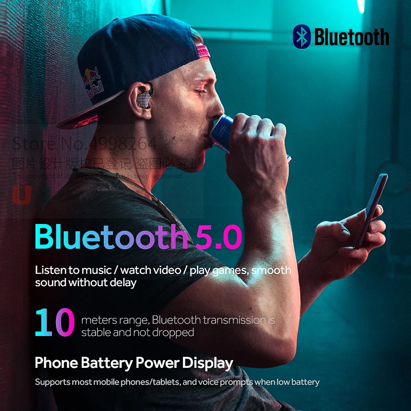Ubeamer S3 Наушники Bluetooth 5,0 с двойной батареей 135 мАч сменный провод 6d звук беспроводная гарнитура для спорта и мобильного телефона
