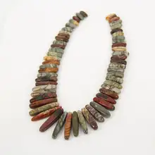 Approx 60pcs strand Stick Picasso Stones Loose Beads Graduated Pendants,Top Drilled Points Spacer Charms Making Necklace Jewelry