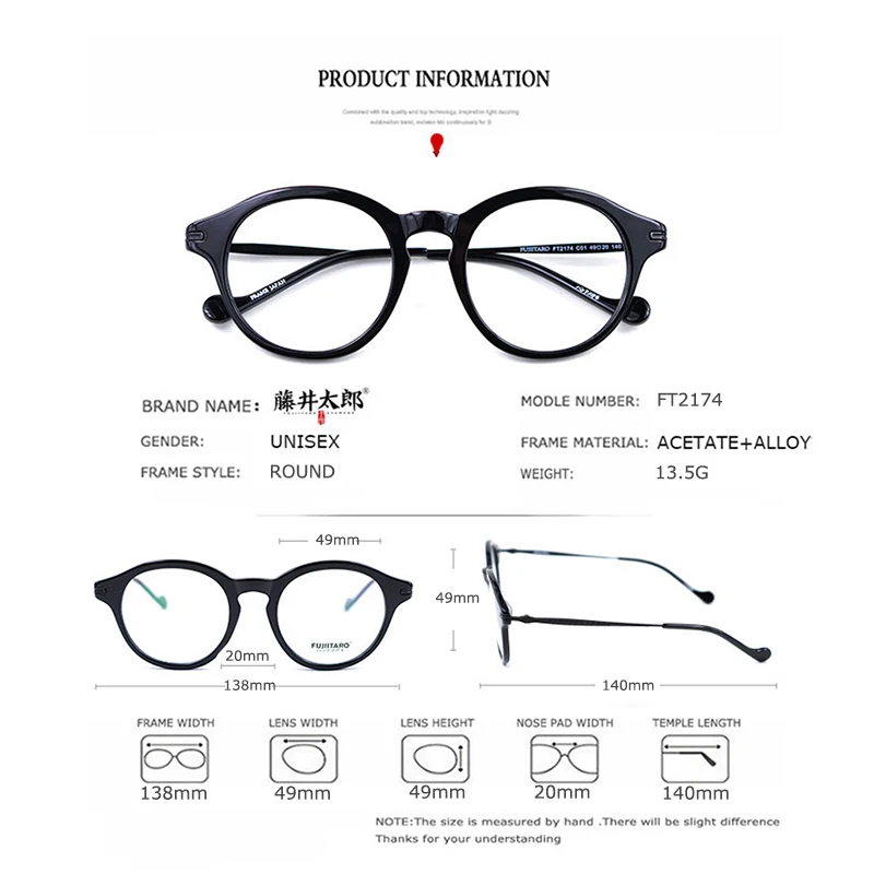 TARO FUJII, оправа для очков, очки для мужчин и женщин, рецепт, ацетат ...