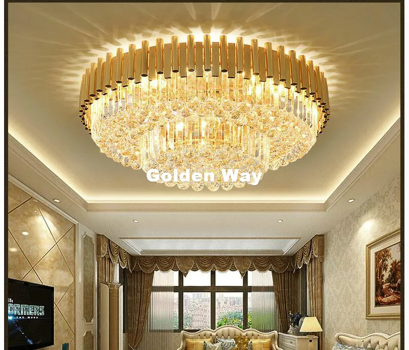 Free Shipping Newly Round Golden Crystal Ceiling Lamp Modern Crystal Ceiling Lamp Modern
