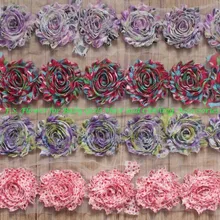 DHL 60 лет, 2," шифоновый принт, потертый цветок для повязки на голову для девочек, потертые цветы для новорожденных, повязки на голову, цветы для детей