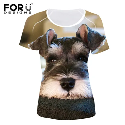 FORUDESIGNS Schnauzer Terrier/женские футболки с 3D принтом; летняя модная одежда с короткими рукавами для девочек; топы; Студенческая футболка; рубашка - Цвет: HM3072BV