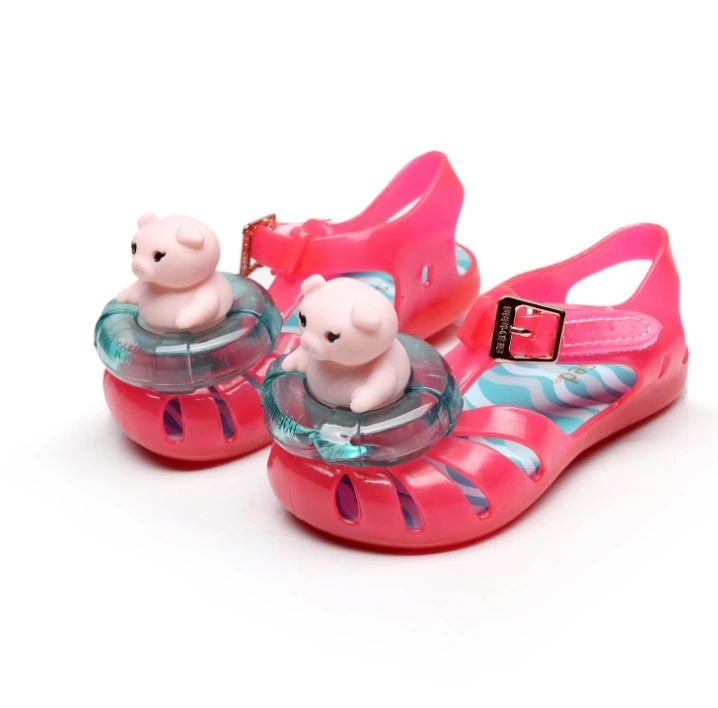 Mxhy Детские мультфильм прозрачная обувь мини сандалии младенцев сандалии для младенцев Лето 2019New модная детская садовая обувь с открытым носком - Цвет: Красный