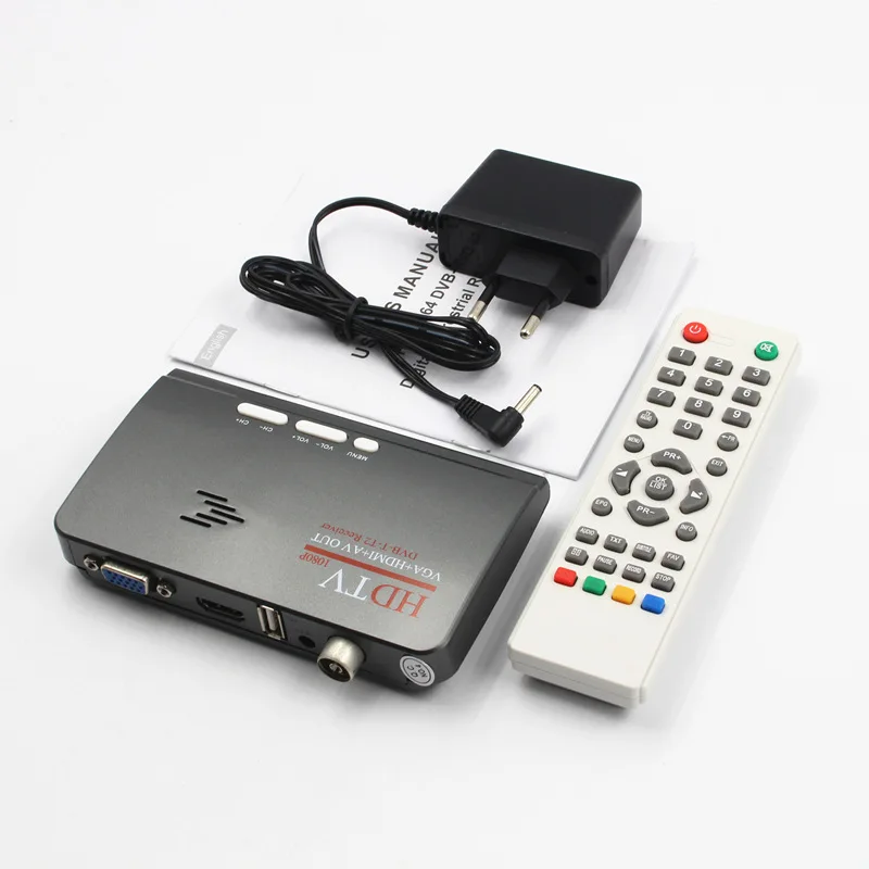 DVB-T/DVB-T2 ТВ-тюнер ресивер DVB T/T2 tv Box VGA AV CVBS 1080P HDMI Цифровой HD спутниковый ресивер для lcd/CRT мониторов