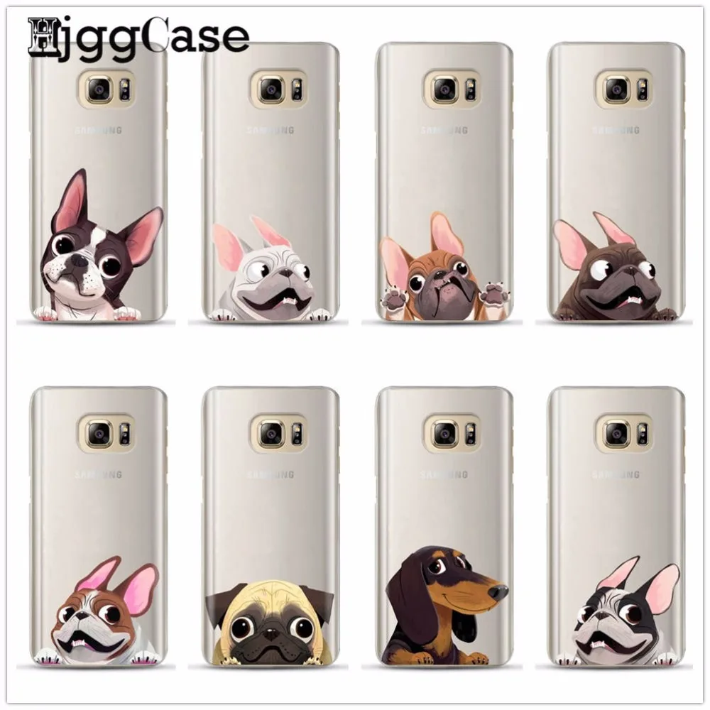 Cute Cartoon Animal Cat Dog Bulldog phone Case for Samsung Galaxy S6 S7 Edge S8 S9 plus J3 J5 J7 A3 A5 A7 2016 2017 A8 plus 2018