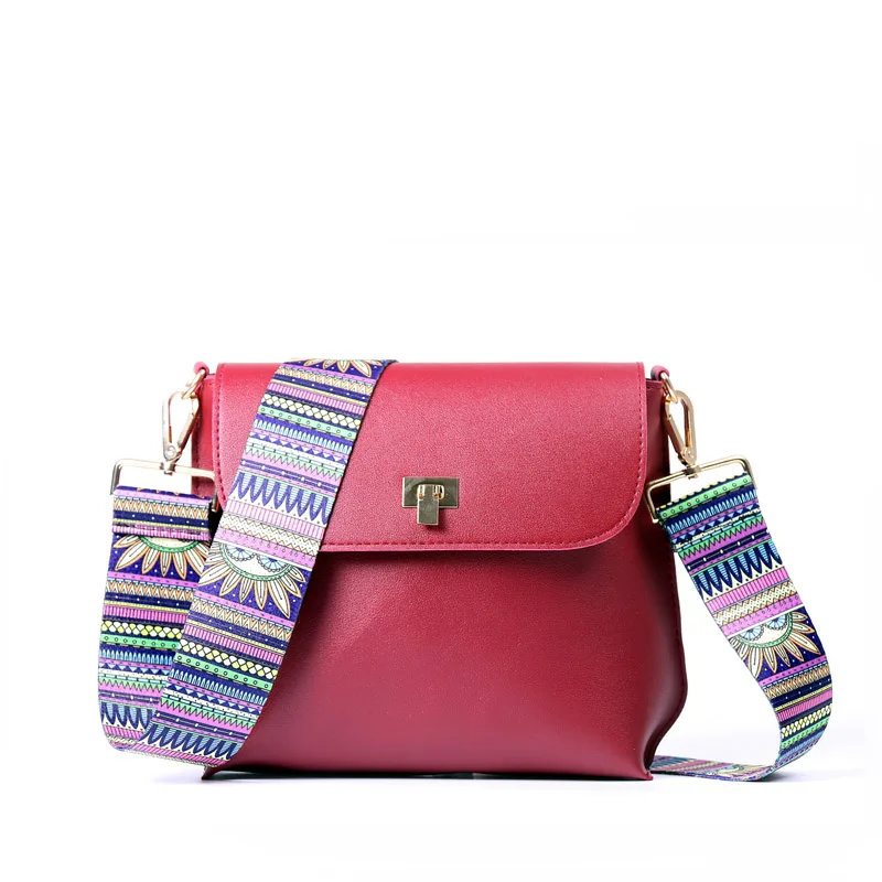 DAUNAVIA сумки на плечо для Для женщин класса люкс из искусственной кожи сумки через плечо Для женщин Курьерские сумки с красочными дизайнерские сумки с ремешком - Цвет: red4