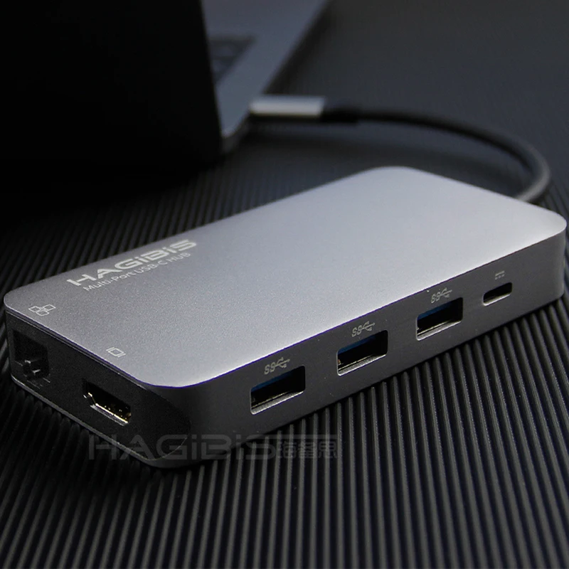 Hagibis 9-en-1 USB tipo C-c HUB 3,0 USB-C a 4 K HDMI/SD/ adaptador Gigabit Ethernet de carga PD lector de tarjetas TF para MacBook Pro HUB - 6