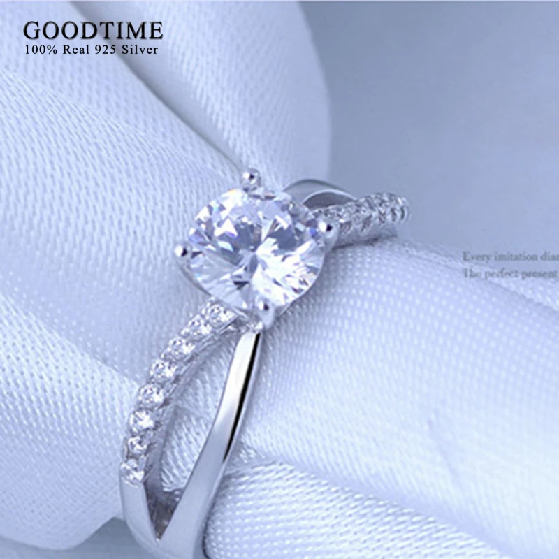 100% 925 Sterling Silver Jewelry Pure 925 Silver Rings Filling Zirconia Wedding Rings For Women Anniversary Couple Gift GTR042