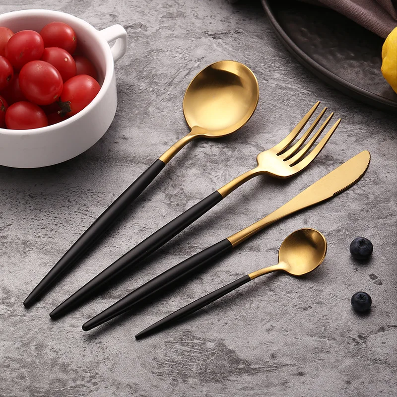 

Rose Gold Tableware Set Stainless Steel Cutlery Set Western Food Tableware Luxury Fork Teaspoon Knife Cutlery Set fork spoon