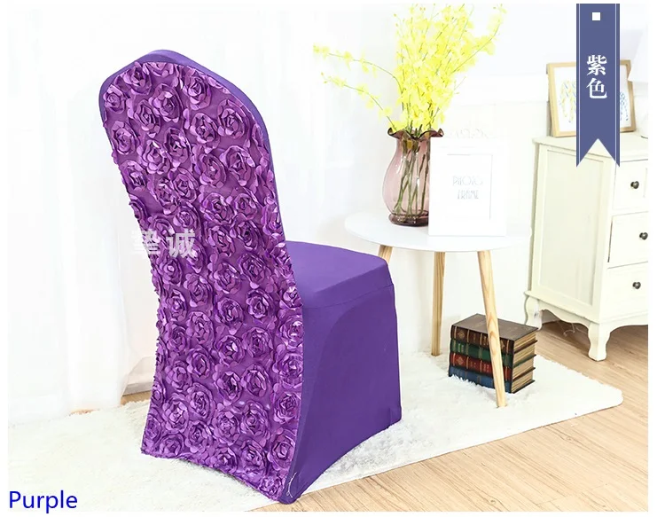 Purple Colour Spandex chair cover rosette chair cover rose flower