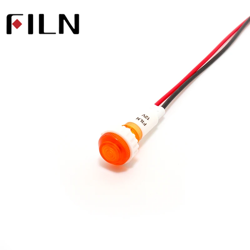 FL1P-10NW-2 10mm diameter amber white red green plastic 120v 220v 12v led pilot light with wires (4)