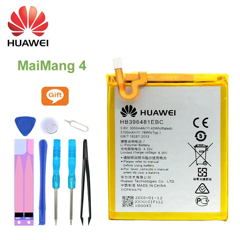 Huawei Original Battery HB396481EBC 3000mAh for MaiMang 4/ASCEND G7 PLUS/ HONOR 5X/ G8/ G8X RIO L03 -UL00/TL00/AL00 | Мобильные