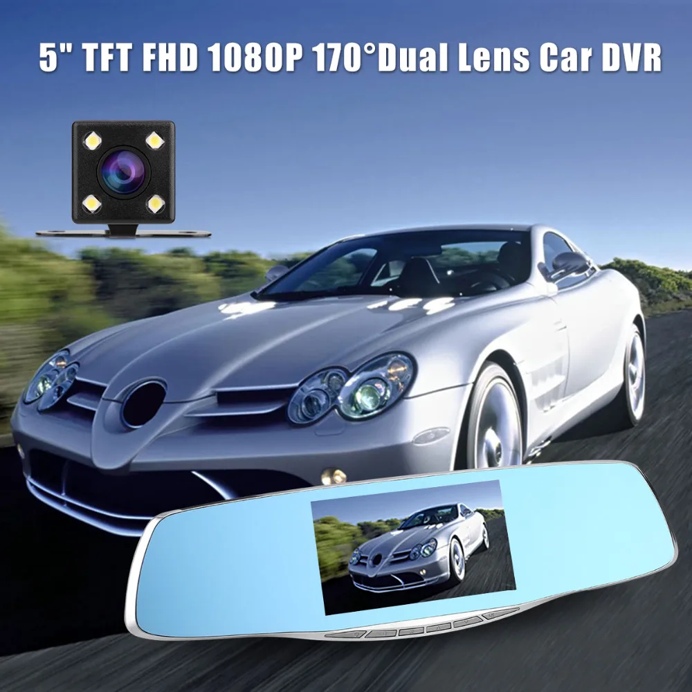 Q50 Full HD 1080P 5 &quotTFT LCD Автомобильный видеорегистратор 170 градусов двойной объектив