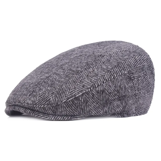 BUTTERMERE Grey Beret Cap Tweed Herringbone Country Beret Hat For Men