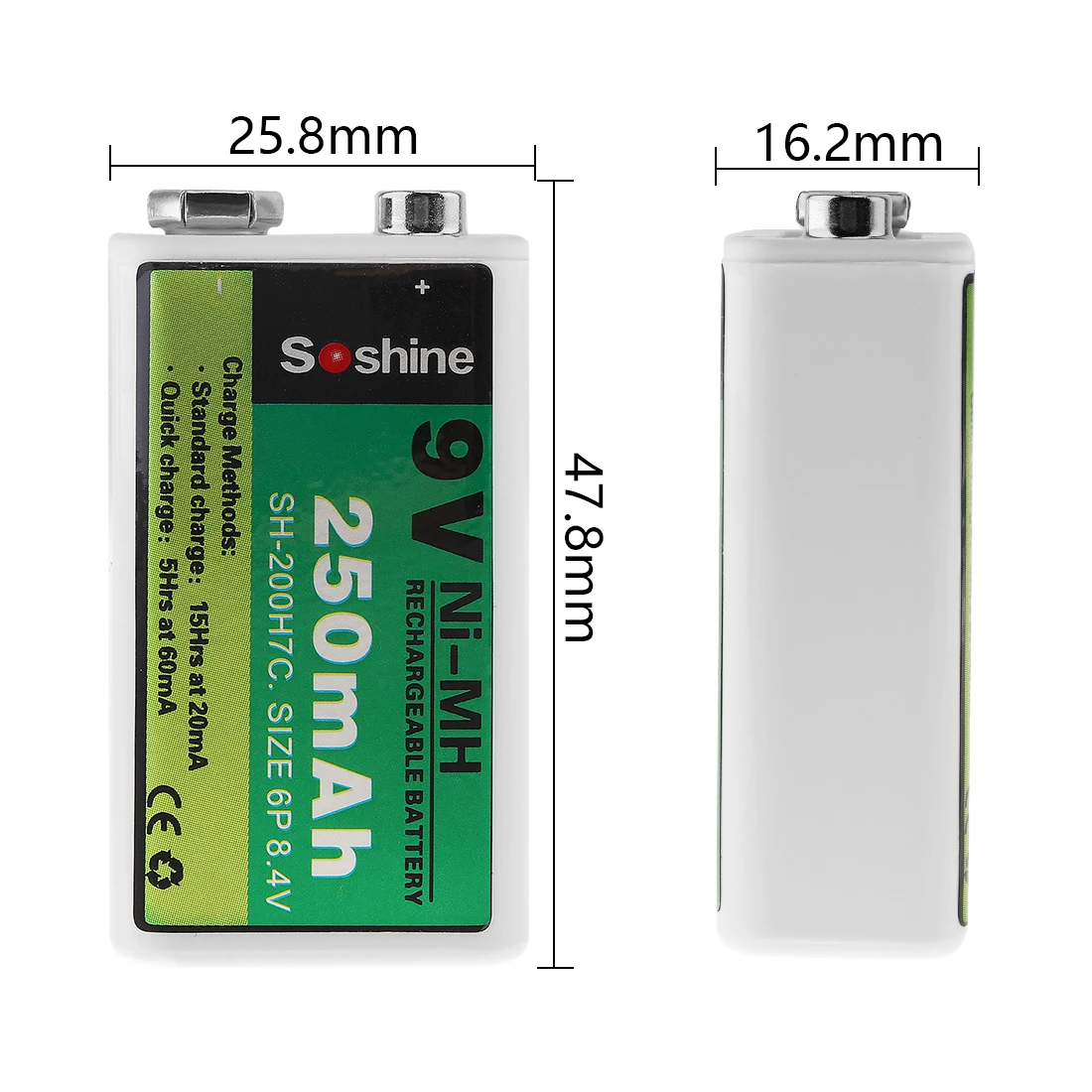 Soshine 9V 250mAh 6F22 Ni MH аккумуляторная батарея + Портативная Батарейная коробка для