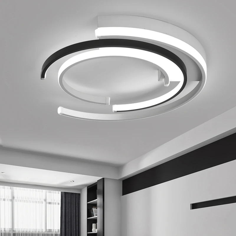 lustre de plafond moderne Modern LED Ceiling Lights Living room Bedroom luminaire plafonnier White Black Round LED Ceiling Lamp