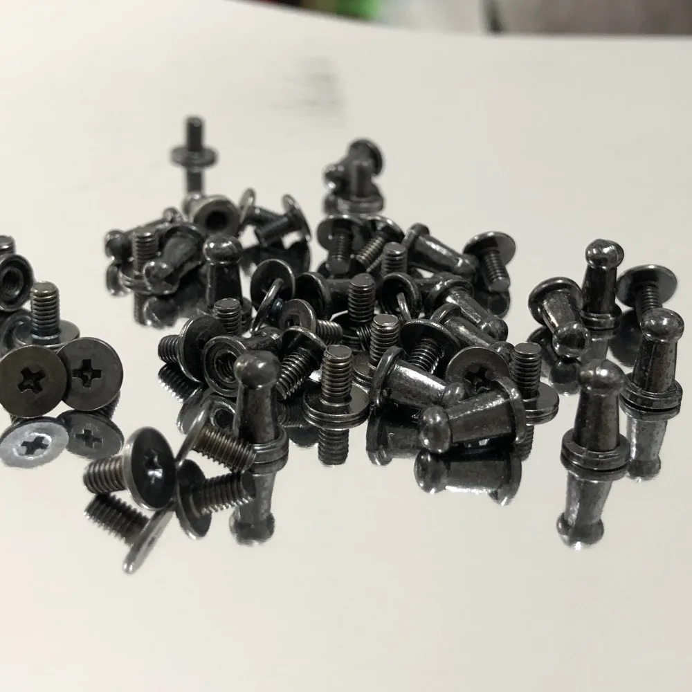 

100PCS 9X4X6MM Gun Metal Round Bottom Screw Spikes Metal Studs Rivets Screw Back Spots Cone Leather Craft Spikes Fit DIY Making