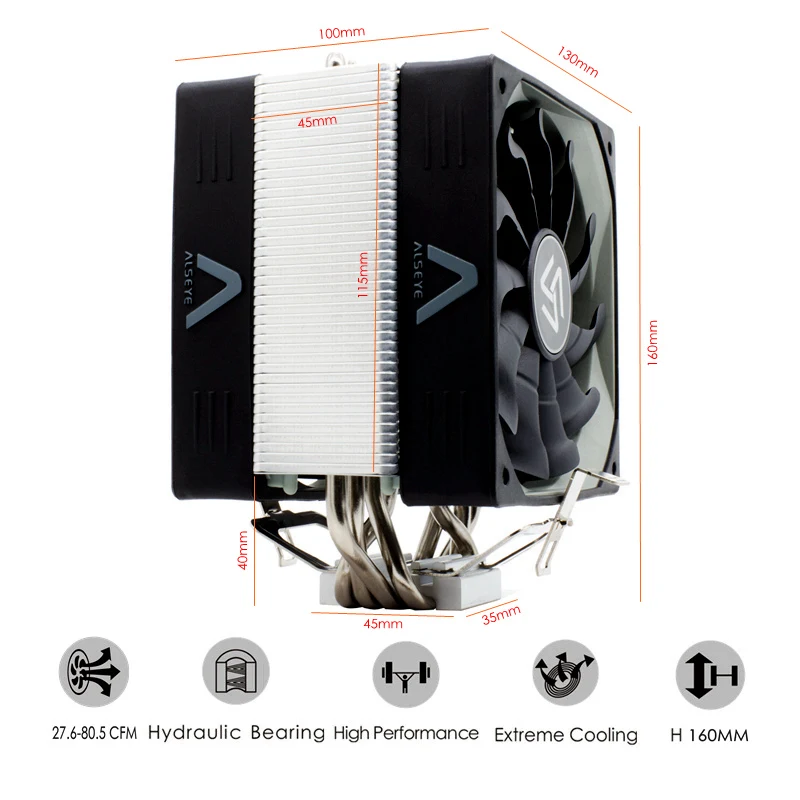 ALSEYE кулер для процессора TDP 280W 4Pin 120 мм куллер вентилятор 2011/775/1155/1151 и AM2 +/АМ3 +/ АМ4|pwm