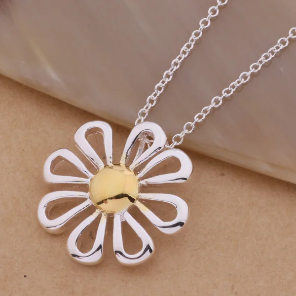

AN302 Hot 925 sterling silver Necklace 925 silver fashion jewelry pendant petal /gnoapeva asaajjha